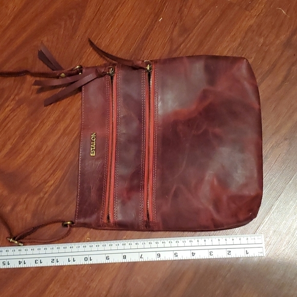 Estalon Purse crossbody leather red ish on color - Picture 2 of 13